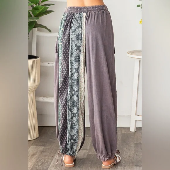 Oli & Hali Patchwork Jogger Pants in Mineral Wash Navy - Picture 4 of 10